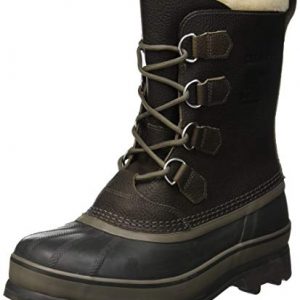 SOREL Men's Caribou WL Snow Boots in Quarry Buffalo color with waterproof leather, rugged outsoles, and warm wool lining for ultimate winter protection.