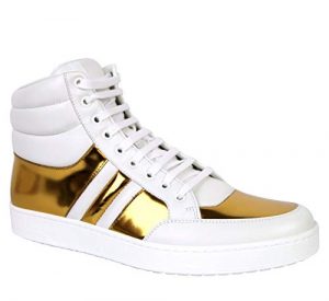 Gucci High top Contrast Padded White/Gold Leather Sneaker