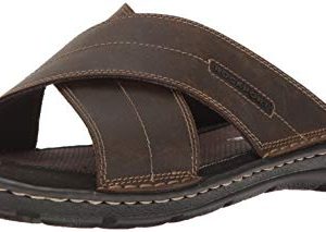 Rockport Men's Darwyn Xband Slide Sandal, Brown Leather