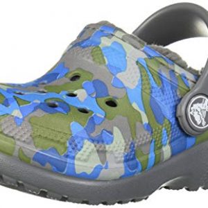 Crocs Kid's Classic Printed Lined Clog, Charcoal
