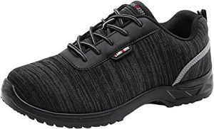 LARNMERN Steel Toe Shoes Men, Safety Work Reflective Strip Slip Resistant