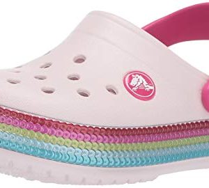 Crocs Kids' Crocband Sequin Band Clog, Barely Pink