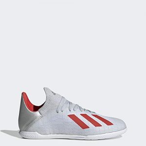 adidas Unisex X 19.3 Indoor Soccer Shoe, Silver Metallic/hi-res red/White