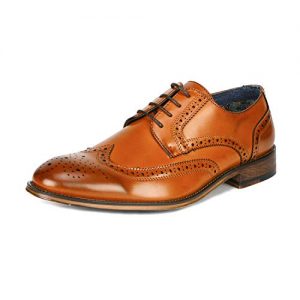 Bruno Marc Men's Brown Classic Brogue Wing Tip Lace Up