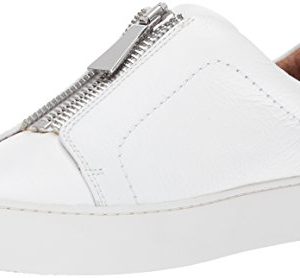 FRYE Women's Lena Zip Low Fashion Sneaker, White Tumbled Cow