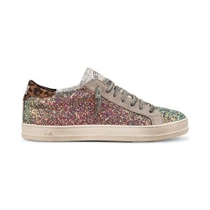 Women's John Italian Leather Multicolor Glitter Sneaker