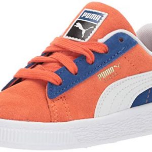 PUMA Boys' Suede Classic Sneaker, Nasturtium- White-surf The Web
