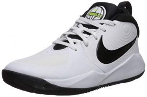 Nike Unisex-Kid's Team Hustle D 9 (GS) Sneaker, White/Black - Volt