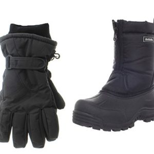 Northside Icicle Snow Boot, Black,Big Kid with Matching Gloves