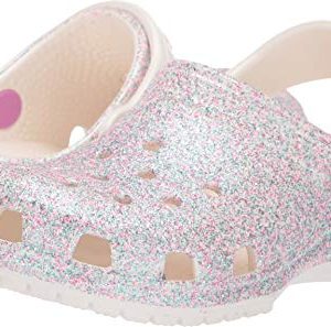 Crocs Kids' Classic Glitter Clog, Oyster