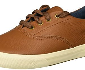 SPERRY Boys' Striper II Leather Boat Shoe, tan
