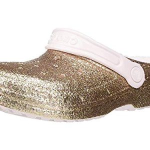 Crocs Classic Glitter Lined Clog, Gold/Barely Pink