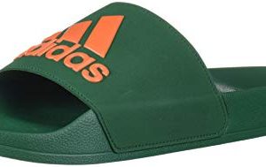 adidas Men's Adilette Shower Mule, Dark Green/orange/dark Green