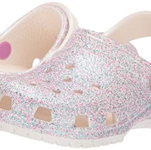 Crocs Kids' Classic Glitter Clog, Oyster