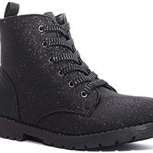 Charles Albert Girl's Glitter Boot Lace Up Low Heel Winter Shoes Toddler/Little Kids