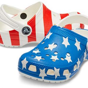 Crocs Kids' Classic American Flag Clog, White/Multi
