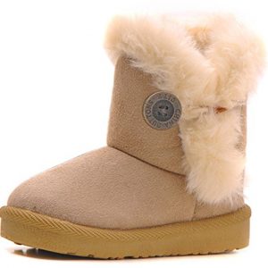 Femizee Girls Boys Warm Winter Flat Shoes Bailey Button Snow Boots