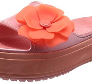 Crocs Crocband Platform Vivid Blooms Slide Sandal, melon