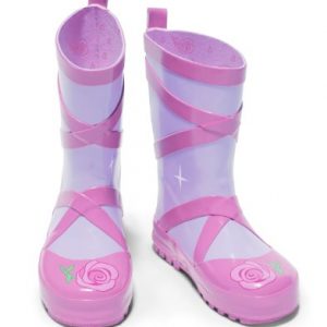 Kidorable Ballerina Rainboots, Pink, Size 8 M US, Natural Rubber Boots