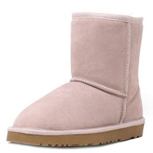 DREAM PAIRS Little Kid Shorty-K Pink Sheepskin Fur Winter Snow Boots