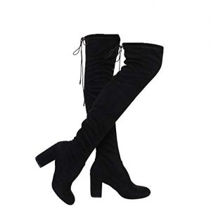 Women's Thigh High Boots Stretchy Drawstring Over The Knee