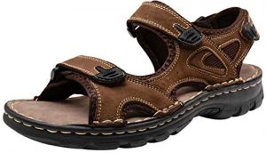 Men's Sandals Leather Open Toe Beach Sandal Dark Brown