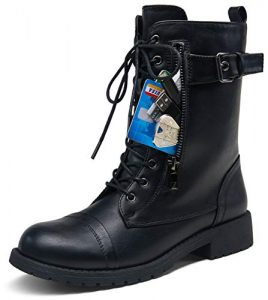 VEPOSE Women's 28 Mid Calf Boots Black Military Combat Boot