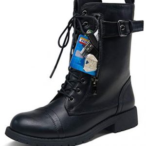 VEPOSE Women's 28 Mid Calf Boots Black Military Combat Boot