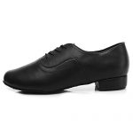 DKZSYIM Men's Black Leather Professional Latin Dance Shoes