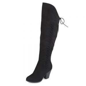 Brinley Co. Womens Siro Faux Suede Over-the-knee Boots Black