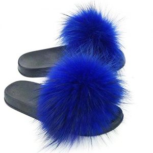 Manka Vesa Womens Winter Luxury Real Raccon Fur Slippers