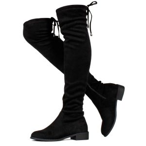 Women's Stretchy Over The Knee Riding Boots Black