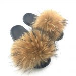 Yu He Womens Luxury Real Raccon Fur Slippers
