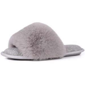 LongBay Women's Fuzzy Faux Fur Memroy Foam Slippers