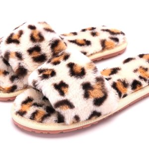 Fur Slippers Flip Flop Open Toe Cozy House Sandals